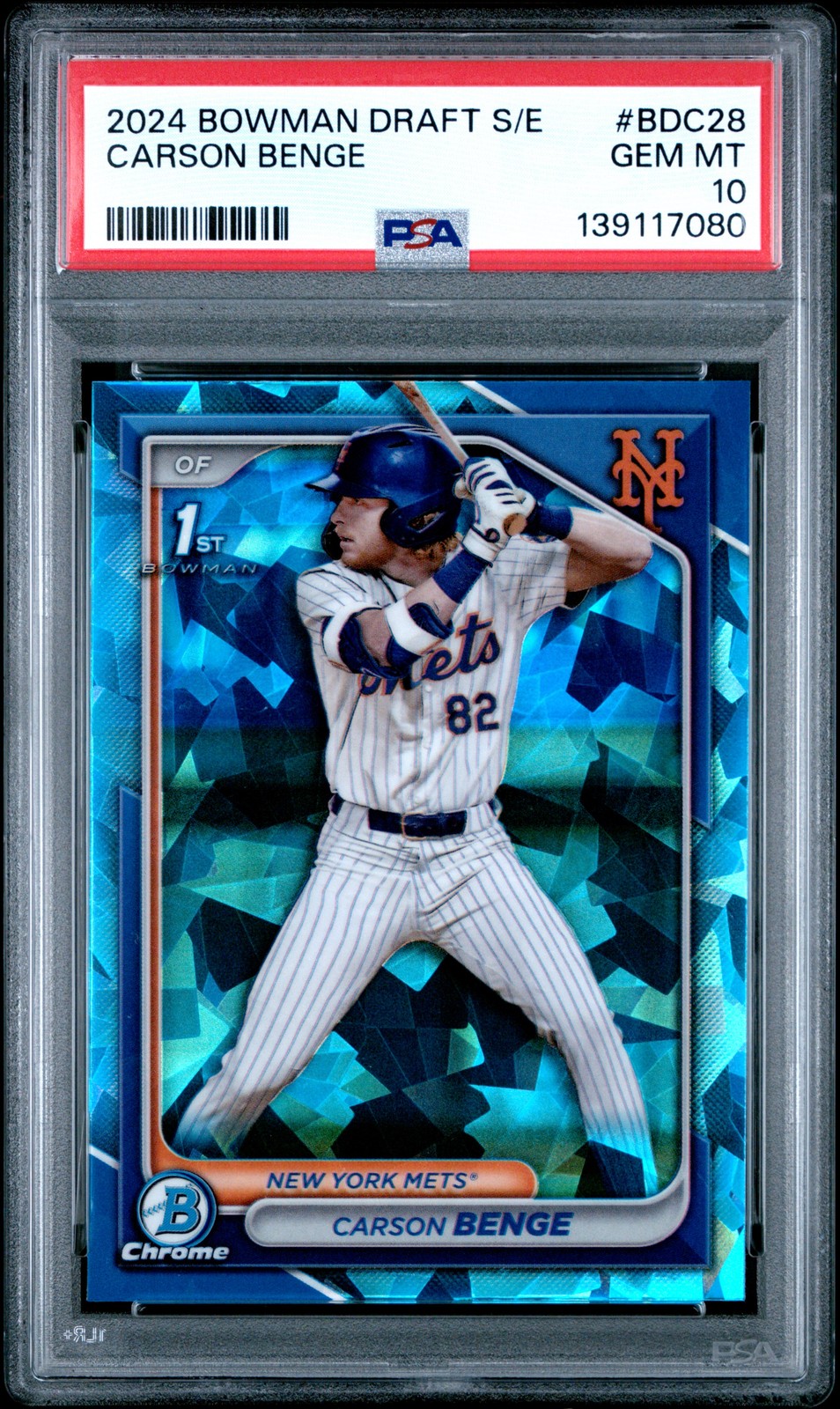 2024 Bowman Draft - Carson Benge 1st Chrome Blue Sapphire Refractor | PSA 10