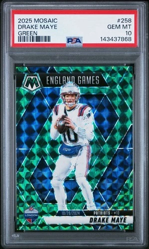 2025 PANINI MOSAIC GREEN #258 DRAKE MAYE PSA 10