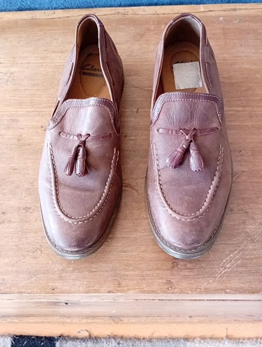 Scarpe stile mocassino Clarkson in pelle marrone taglia 9