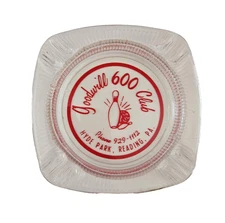 Goodwill 600 Club Ashtray Glass Bowling Pins MCM VTG Hyde Park PA Advertising