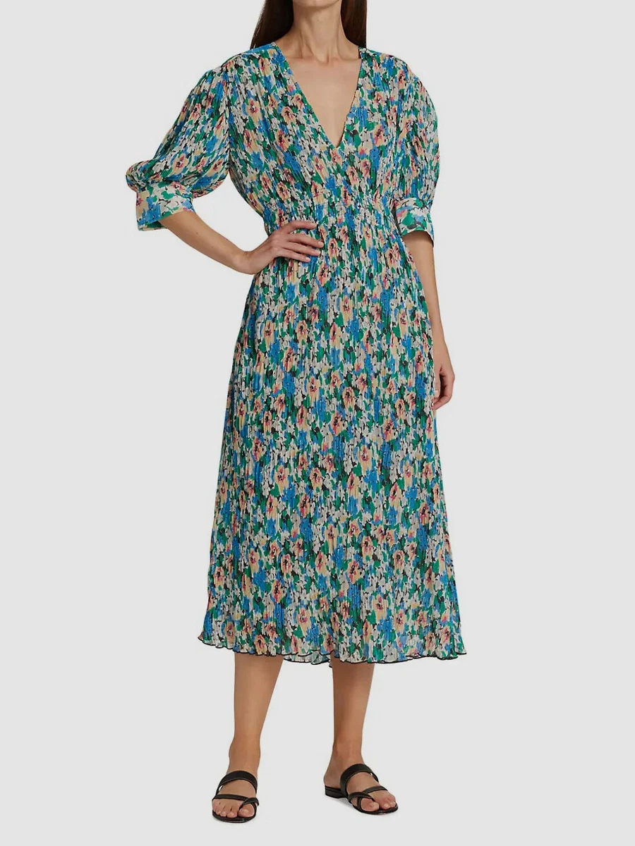 Ganni blue floral dress sales