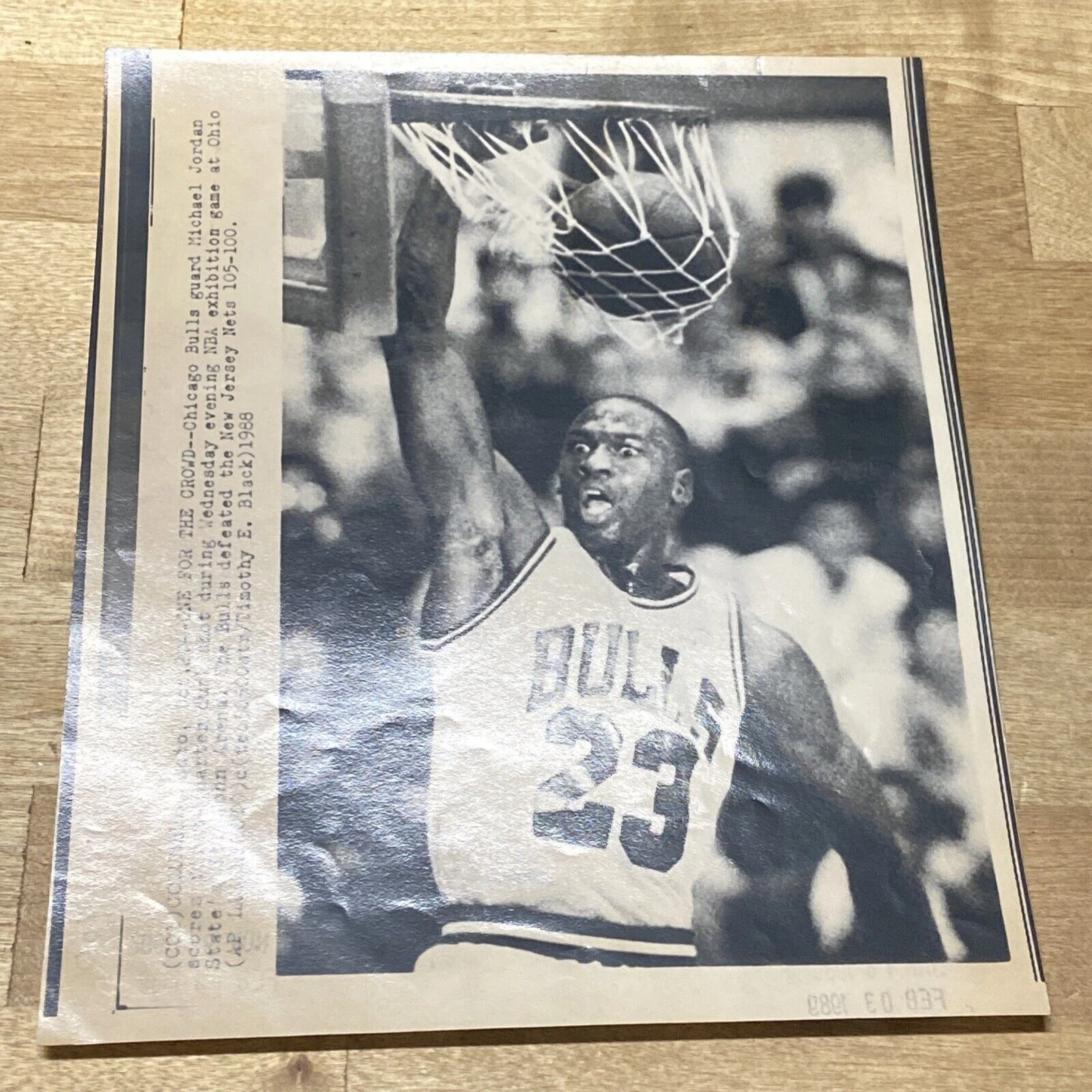 写真のようにレアな1988年マイケルジョーダンAPレーザー/ワイヤー/タイプIIIスラムダンク写真! - 画像1/6