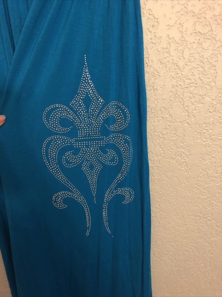 Maxi Vestido Y2k Medio Teal Tubo Top Bandeau Estrás Flor De Lis De Colección Foto 2 de 4