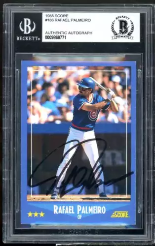 Rafael Palmeiro Rookie Card 1988 Score #186 BGS Authentic Autograph
