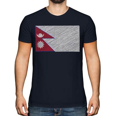 NEPAL SCRIBBLE FLAG HERREN T-SHIRT TEE TOP GESCHENK NEP?LA NEPALESE
