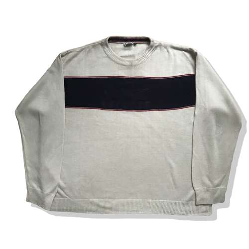 Vintage 80s LACOSTE Jumper | XL | Beige 
