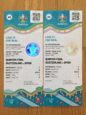 1x EM2020 Sammler Ticket Schweiz vs Spanien/Spain EURO2020 Viertelfinale MINT