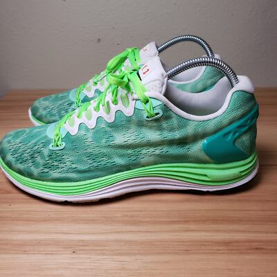 Nike Women's 9 Lunar Glide Fitsole Running Shoe Neon Green Teal Athletic Sneaker