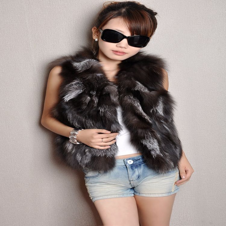 Genuine Fox Fur Sleeveless Waistcoat