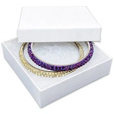 25pc Cardboard Paper JEWELRY GIFT BOX w/ Cotton Padding Insert - White - 10 Size