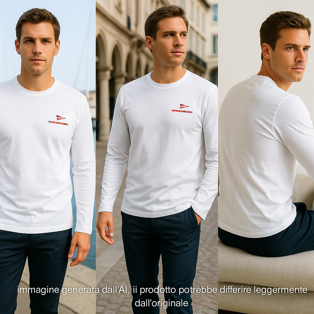 Prada Luna Rossa T Shirt Da Uomo Bianca Taglia L Manica Lunga In