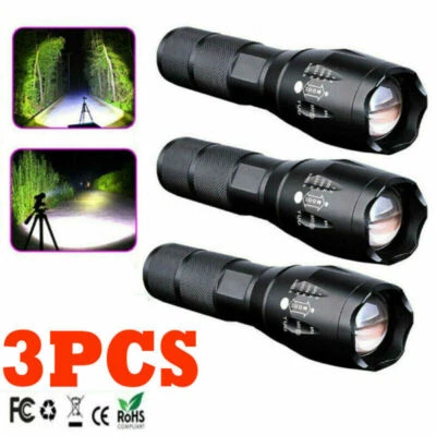 SKY WOLF EYE 3pack 90000LM T6 LED Super Bright-Zoomable Mini Flashlight Camping Lamp Torch