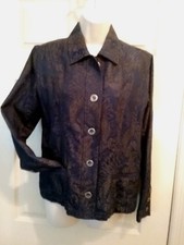CHICO'S DRESSY JACKET  SIZE 1 S or 8  NAVY/CHARCOAL DESIGN  T012K 