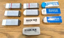 FABER-CASTELL AND STAEDLER MARS ERASERS SET OF 10