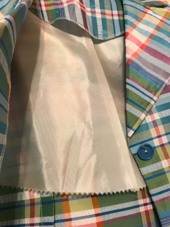 RARO ABRIGO BLAZER VINTAGE NIÑA RAYAS PASTEL HECHO EN UNIÓN PRINCIPIOS DE LOS 70 COMO NUEVO Foto 4 de 4