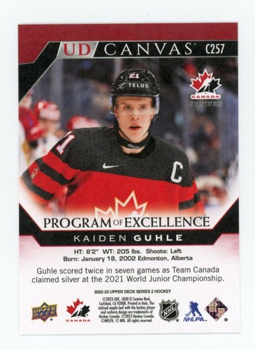 2022-23 Upper Deck Series 2 Kaiden Guhle UD Canvas Program Of Excellence - Picture 2 of 2
