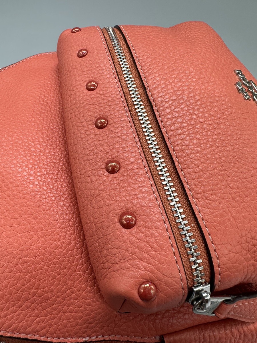 Coach Mini Charlie Pebble Leather Backpack Coral Pink F45070  display picture 2