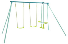 TP Toys Kids Double Swing Set With Glide Ride | Outdoor Playset 4 Seater Garden