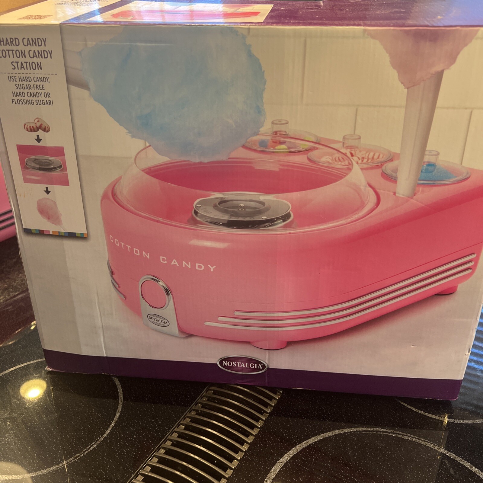 Nostalgia Hard Candy Cotton Candy Machine New Open Box Missing 1 Candy