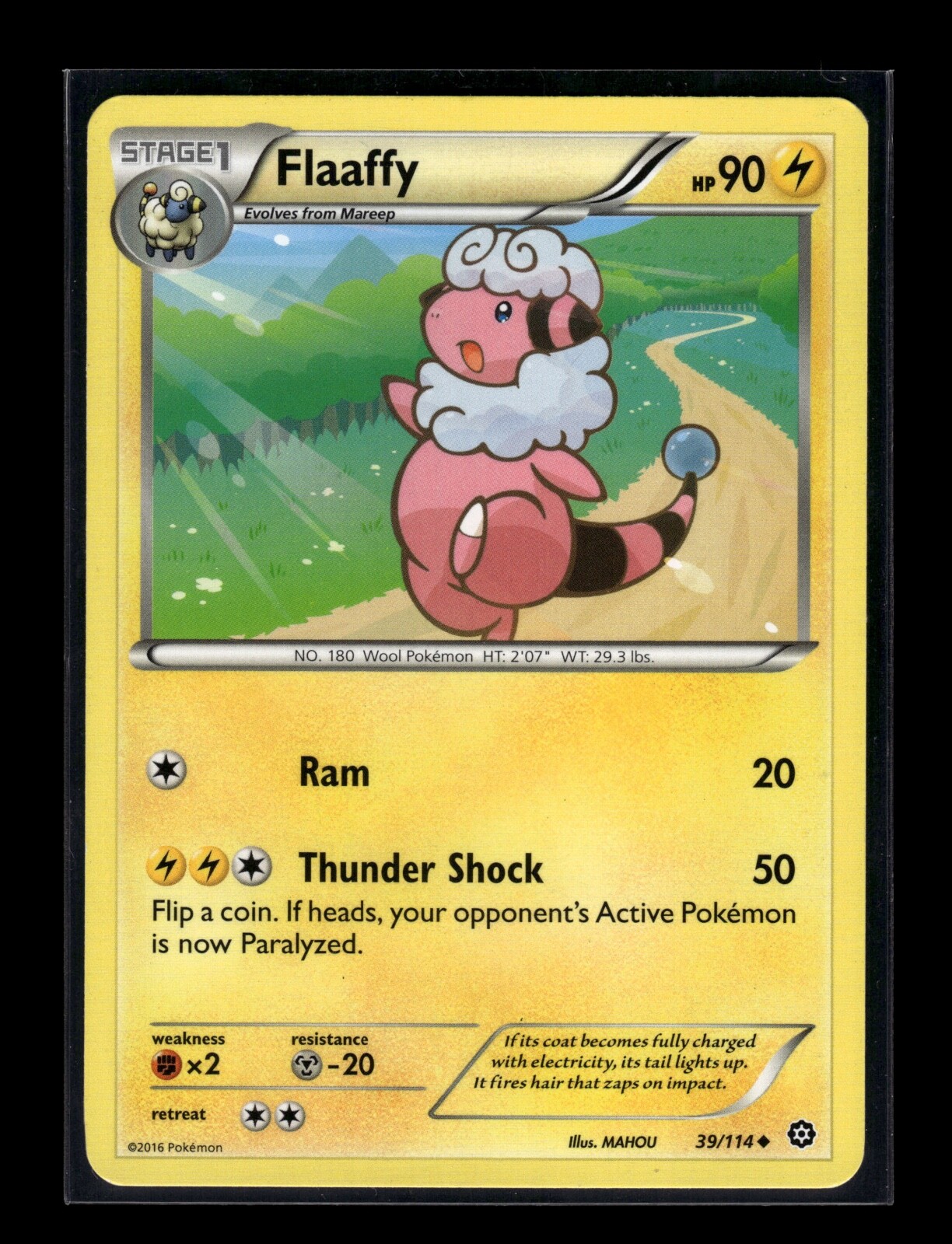 Pokemon Card - Flaaffy (39/116) Steam Siege LP - Free Shipping - US Seller
