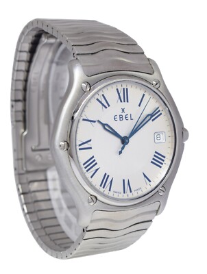 レア　EBEL　ドレスウェーブ　クラシック　デイト Ebel Sport Classic Wave Steel Silver Roman Dial 37mm Quartz Watch
