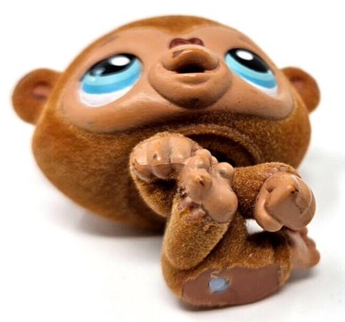 Authentic Littlest Pet Shop Fuzzy Flocked Chimpanzze Monkey w/ Blue Eyes #442 - Picture 6 of 6