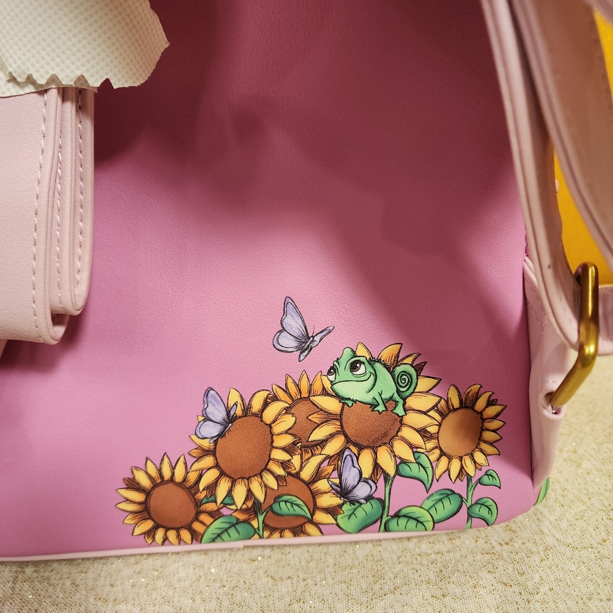 Disney Pink Backpack with Rapunzel and Sunflowers Loungefly Disney Tangled Rapunzel & Flynn Boat Scene Glow-in  main image 3