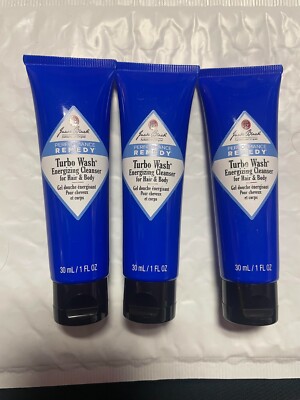 3x Jack Black Turbo Wash Energizing Hair & Body Cleanser 1 Fl. Oz/30 mL Each