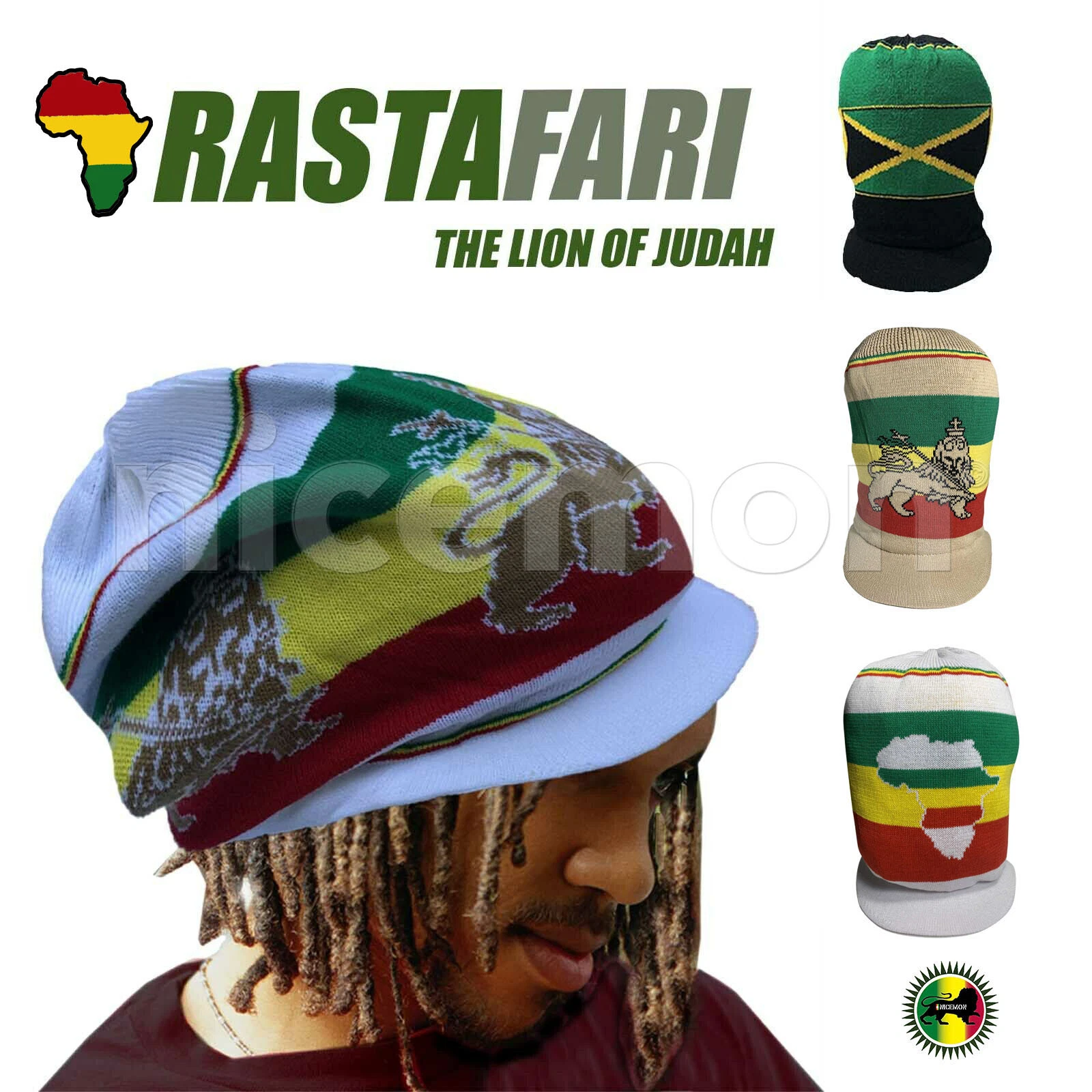 Rastafarian Hat Lion Of Judah Rasta Dreadlocks Jamaica Hat Cap Hats Cap L to XL