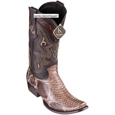 King Exotic BROWN Genuine PYTHON SNAKE Western Boot Dubai Square Toe D 4795785