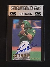 SCOTT BROSIUS 1996 FLEER SIGNED AUTOGRAPHED CARD #205 A'S CAS AUTHENTIC