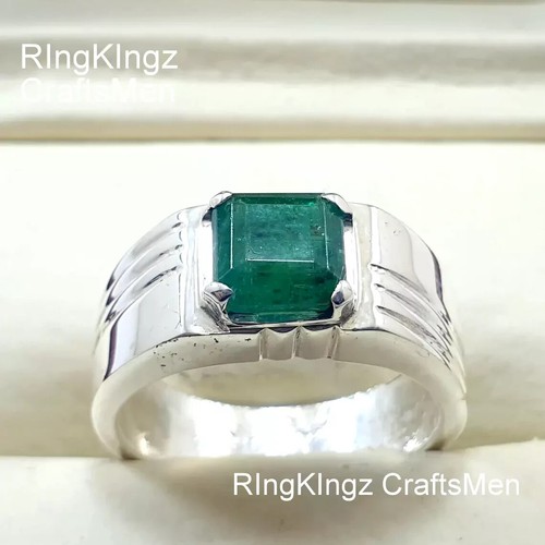 Natural Emerald Ring 925 Sterling Silver Solid Mens Jewelry SZ 7 Zumurud Stone eBay