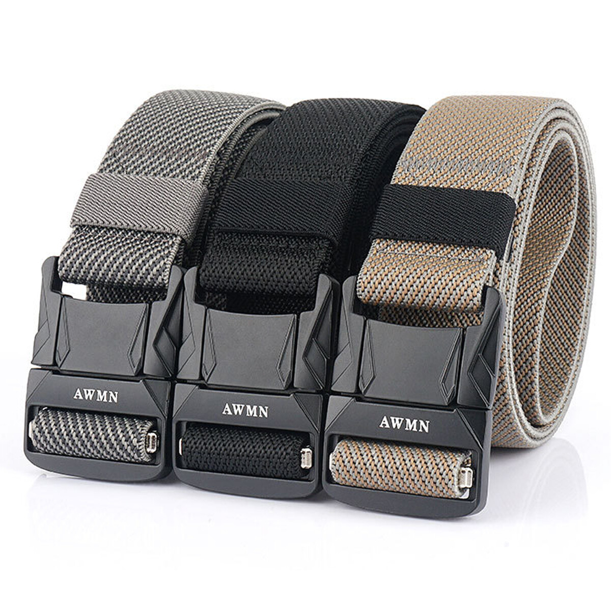 1.5inch Mens Stretch  Belts Quick Release Metal Buckle Elastic