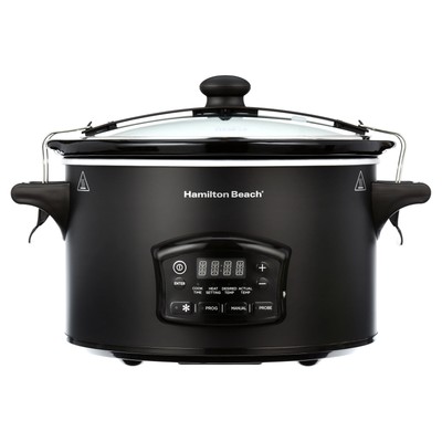 Hamilton Beach 6 Qt Programmable Slow Cooker, Defrost & Go, Temp Probe, Model 33
