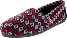 TOMS Classic Geo Womens Casual Flats Alpargatas Slip On Shoes sz 6 NEW Navy Red