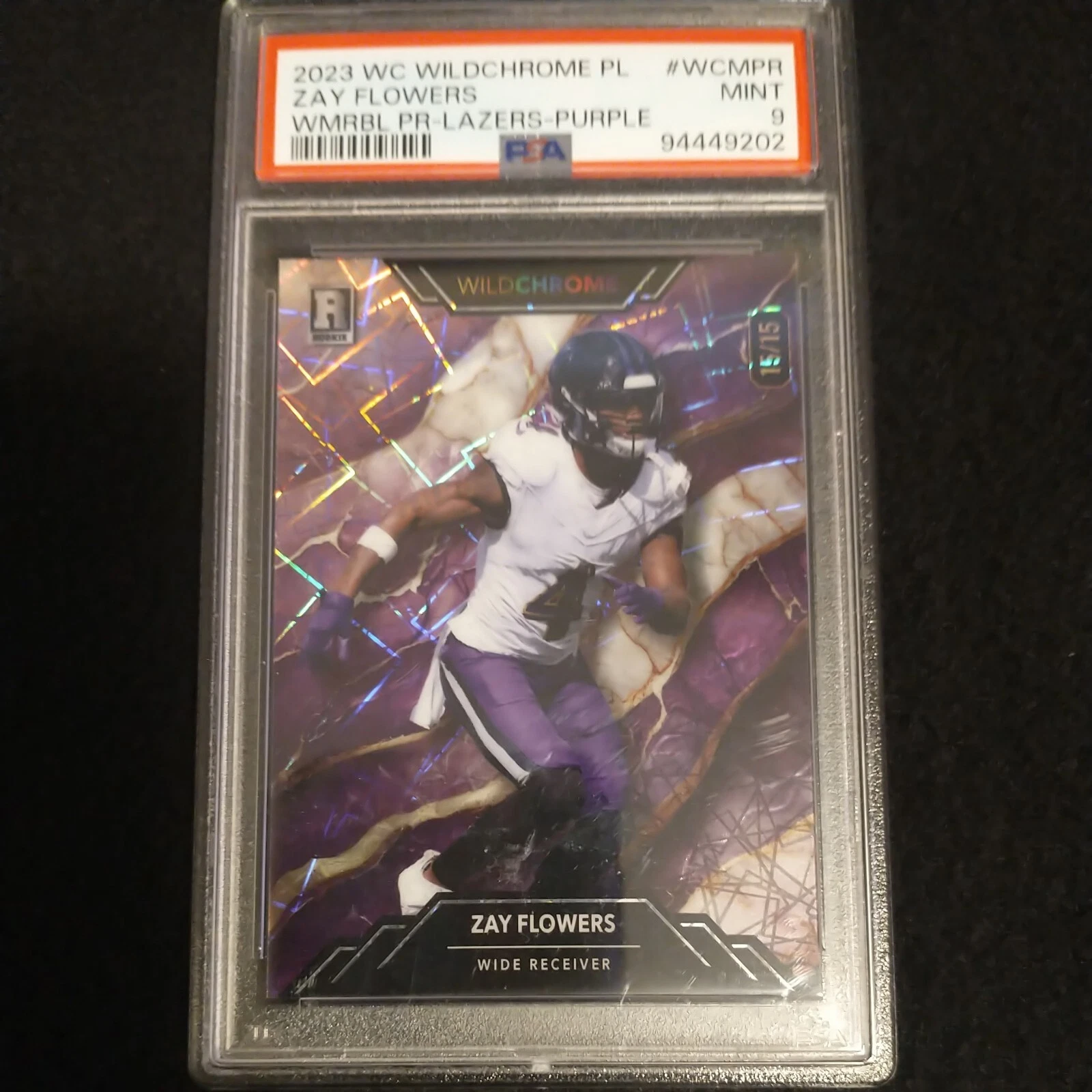 Zay Flowers Wild Card Wildchrome Pro-Look Wildmarble Promo #WCMPR Lazers Foil-Purple