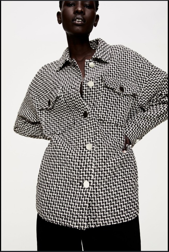 Overshirt Zara Black And White Check Jacket Zara Jacket Black