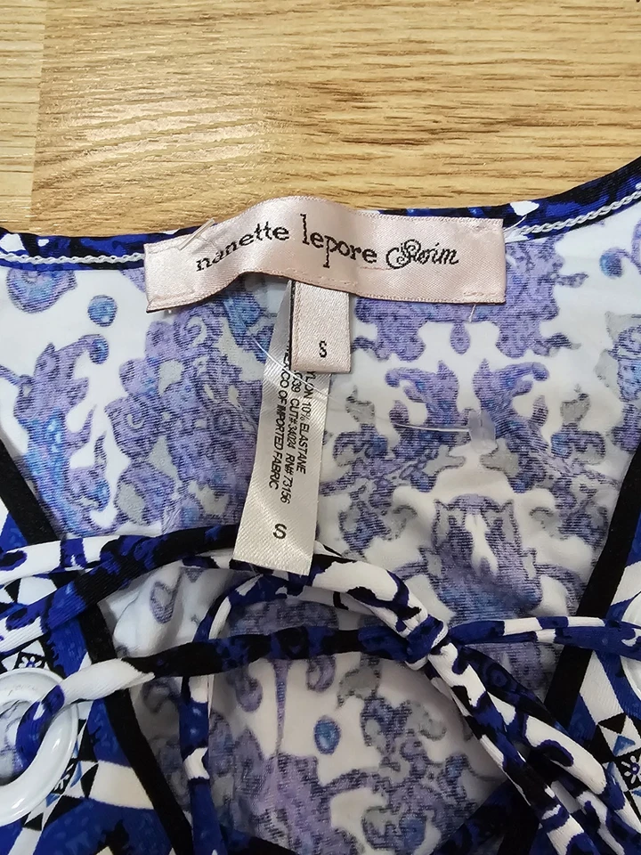 Vestido de Natación Nanette Lepore Geométrico Talla S Azul Blanco - Nuevo Sin Etiqueta Foto 3 de 3