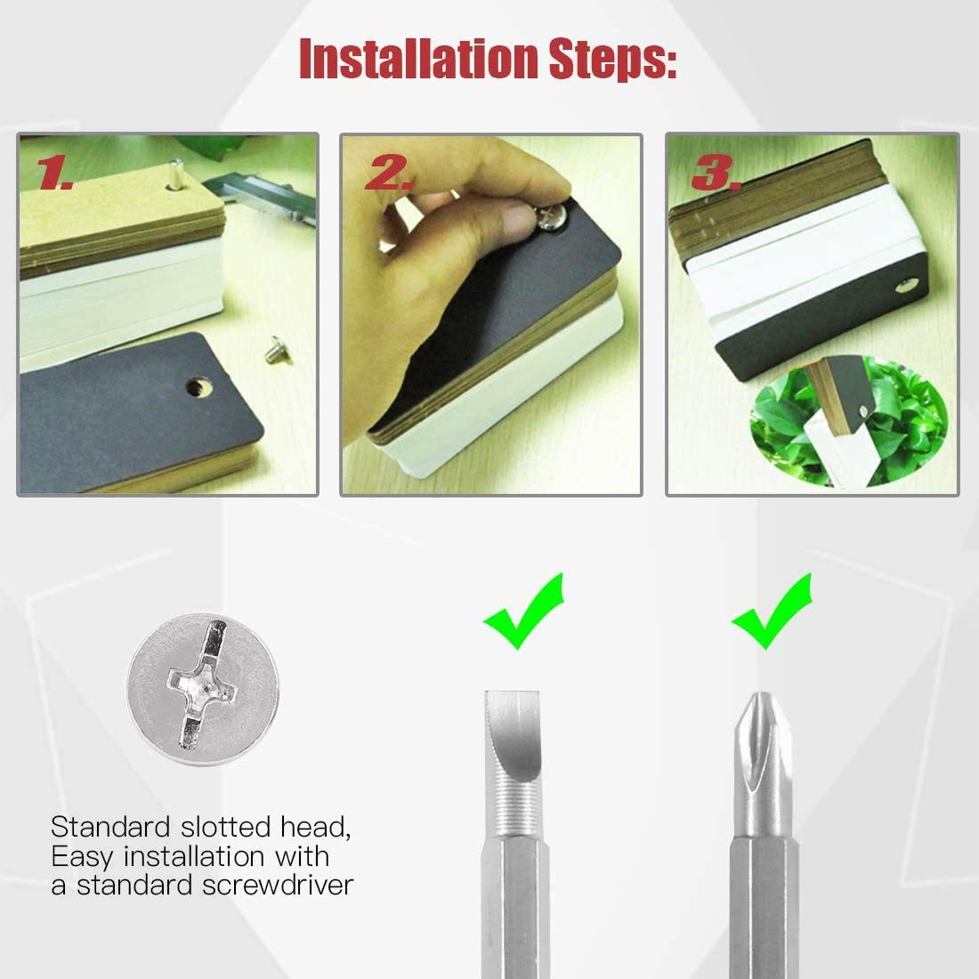 Chicago Screws Kit,SpzcdZa 120sets 6 Sizes Screw Rivets Silver Chicago Bindin...