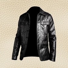 Men's Leather Blazer Genuine Soft Lambskin Real Leather Coat Jacket