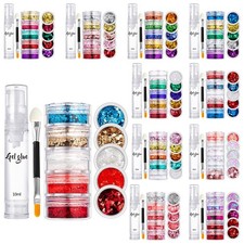 1Set Body Glitter Theme Party Glitter Sequin With Gel Glue And Brush Sparkling