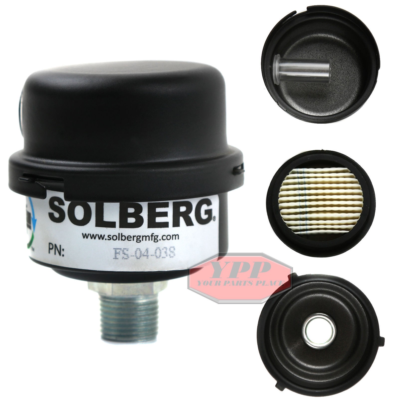 Solberg Air Compressor Intake Silencer Filter Housing & Element 3/8" Male Thread