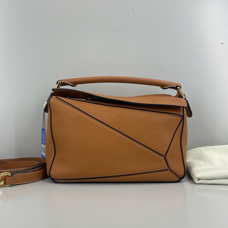 Authentic Pre-owned Loewe Puzzle Small Caramel Grained Calfskin Geometric