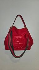 Gucci Soho Leather Shoulder Bag   Classic Red   Authentic Designer Beauty