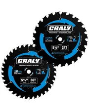 5-1/2 Inch 24&36 Teeth Wood Cutting Framing/Fine Finish Circular Saw Blade, 1...