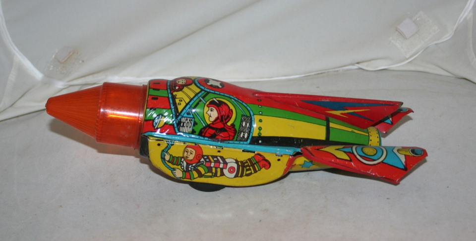 Repro 1970s tin rocket Oriental Metal India Super Rare Amazing colors ...