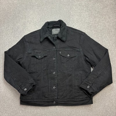 Levis Jeansjacke Damen Large Black Tab Sherpa gefüttert Trucker Fleece Damen
