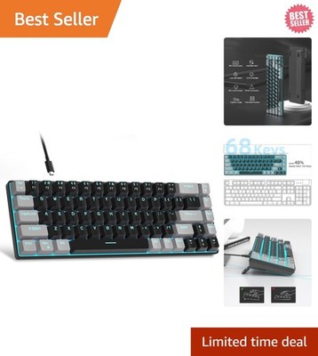 Portable 60% Mechanical Gaming Keyboard, MK-Box LED Backlit Compact 68 Keys M...