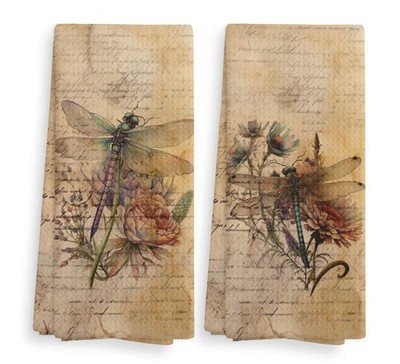 NOQL Vintage Dragonfly Kitchen Towels and Dishcloths Set of Small,