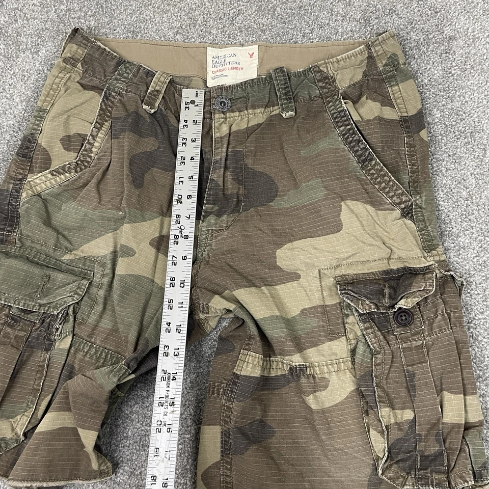 "Pantalones cortos cargo American Eagle para hombre 32 (ajuste 34) camuflaje Ripstop Y2K vintage entrepierna de 11""" Foto 4 de 4